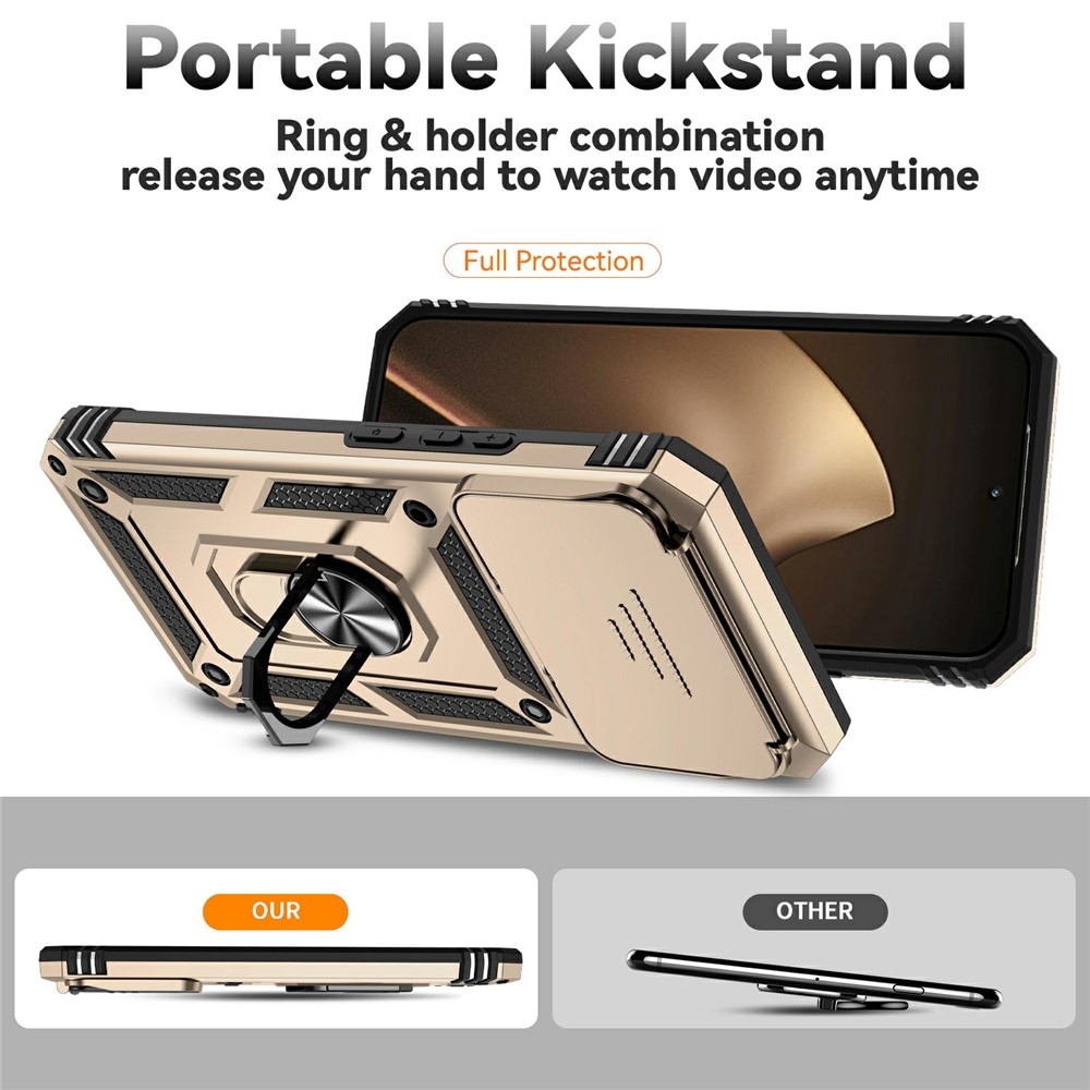 Ring odolný hybridní kryt s úchytem na prst na Xiaomi 15T Pro - zlatý