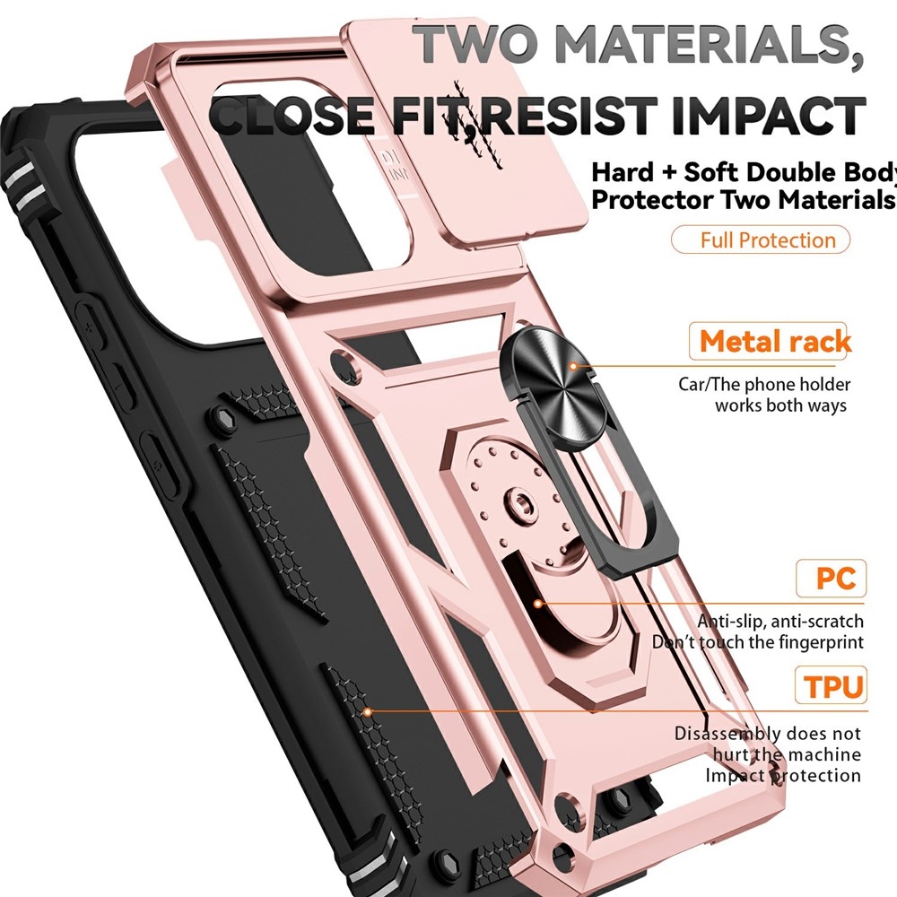 Ring odolný hybridní kryt s úchytem na prst na Xiaomi 15T - růžovozlatý