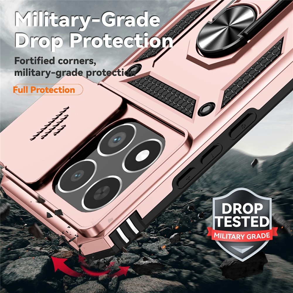 Ring odolný hybridní kryt s úchytem na prst na Xiaomi 15T - růžovozlatý