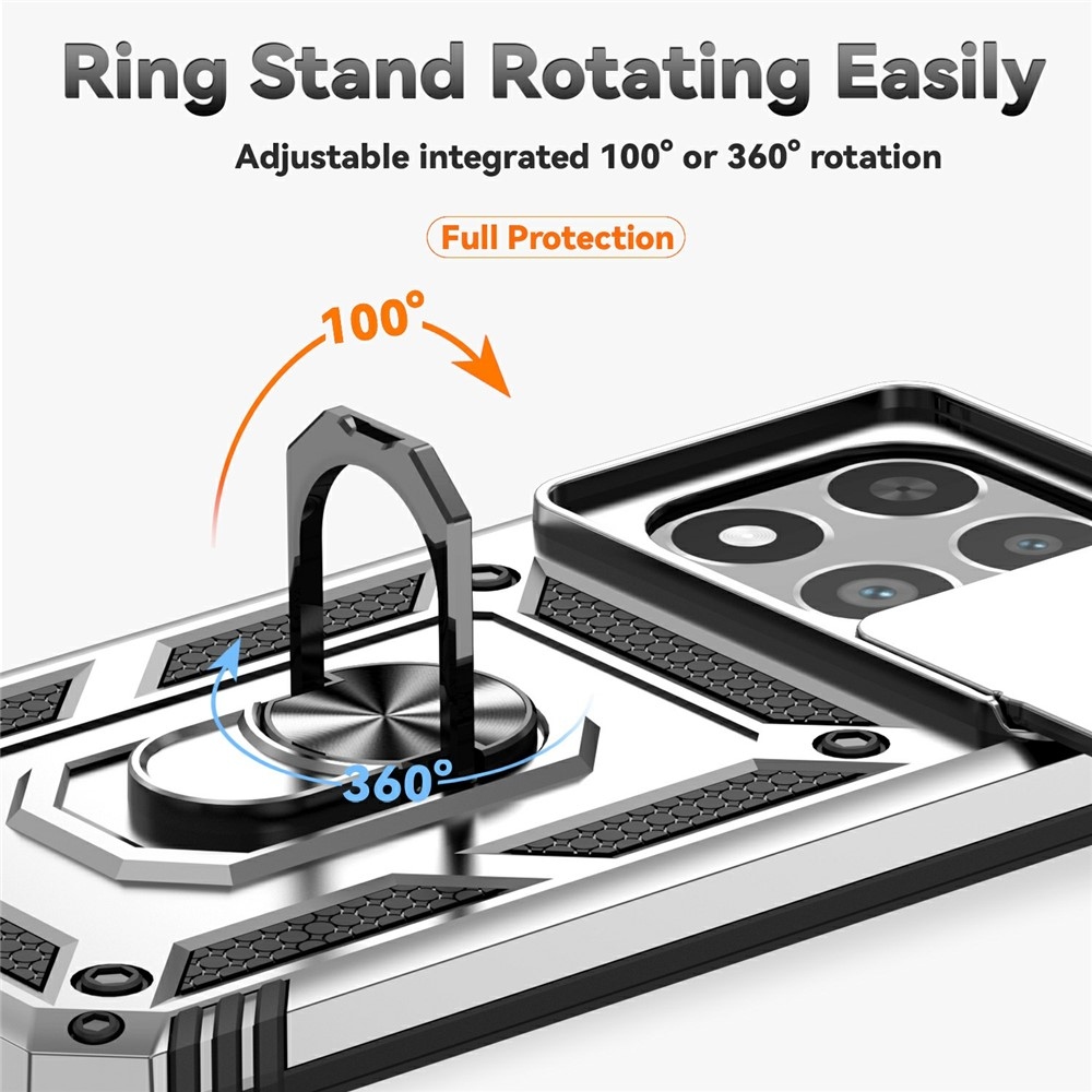 Ring odolný hybridní kryt s úchytem na prst na Xiaomi 15T - stříbrný