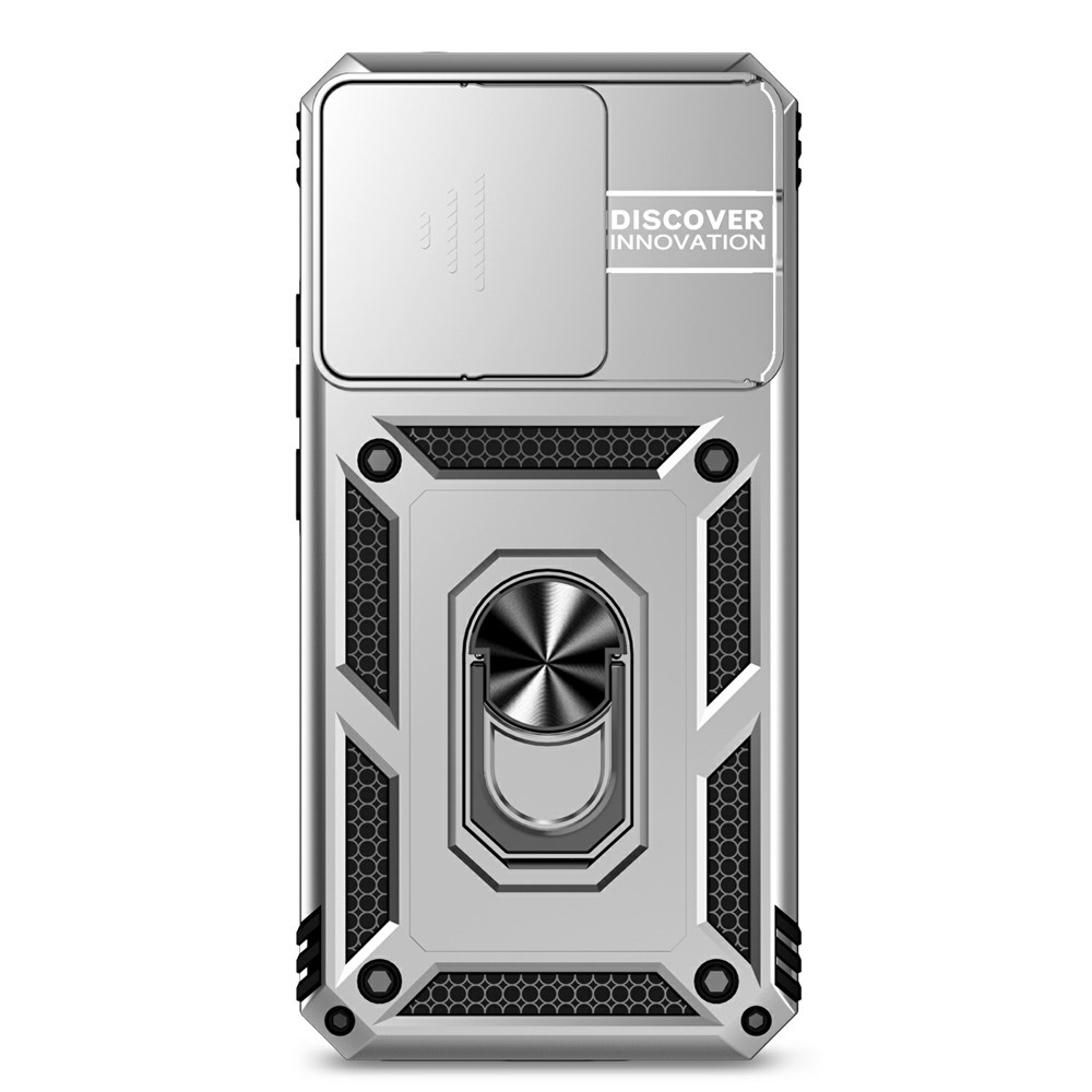 Ring odolný hybridní kryt s úchytem na prst na Xiaomi 15T - stříbrný