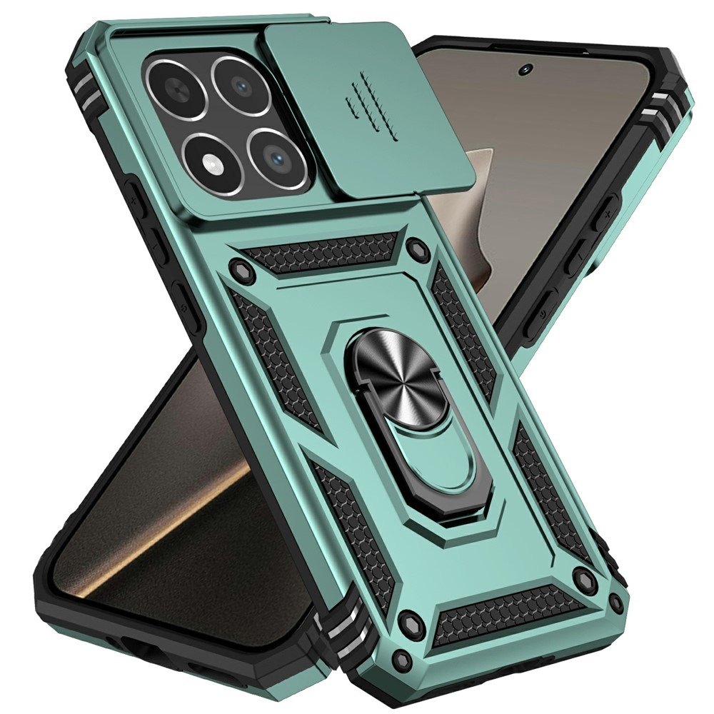 Ring odolný hybridní kryt s úchytem na prst na Xiaomi 15T - zelený