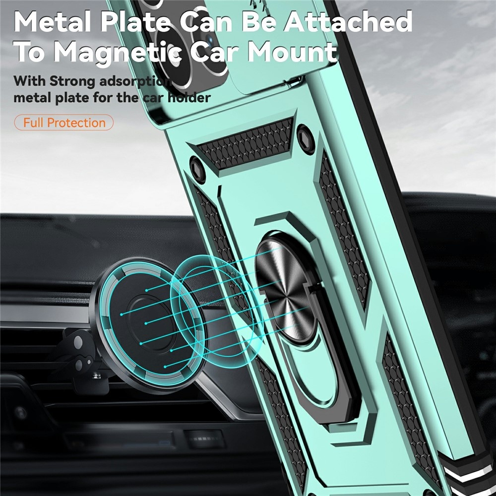 Ring odolný hybridní kryt s úchytem na prst na Xiaomi 15T - zelený