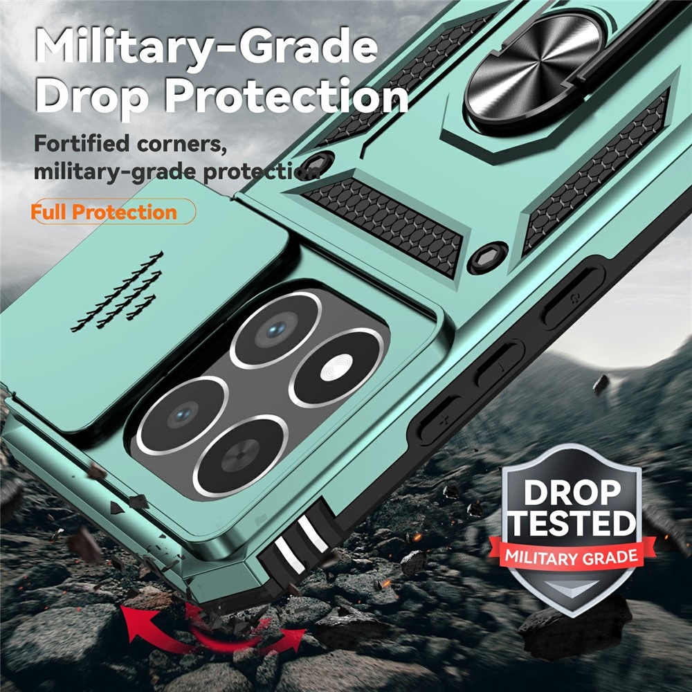 Ring odolný hybridní kryt s úchytem na prst na Xiaomi 15T - zelený