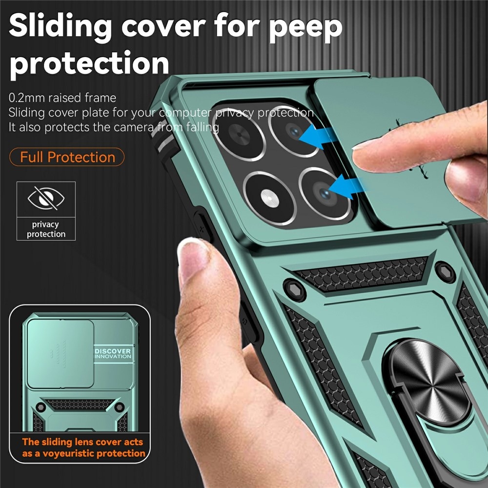 Ring odolný hybridní kryt s úchytem na prst na Xiaomi 15T - zelený