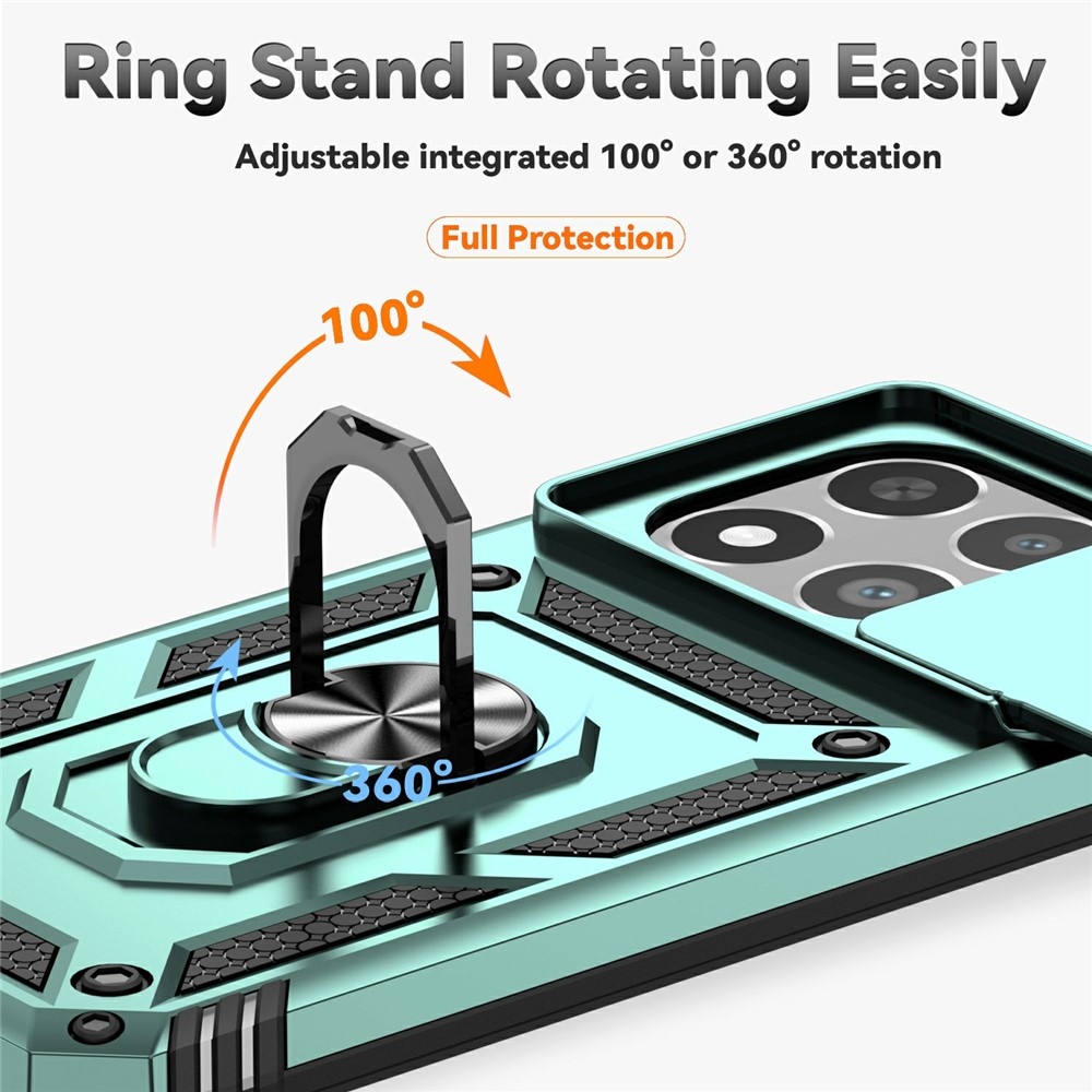 Ring odolný hybridní kryt s úchytem na prst na Xiaomi 15T - zelený