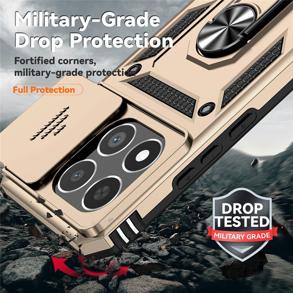 Ring odolný hybridní kryt s úchytem na prst na Xiaomi 15T - zlatý