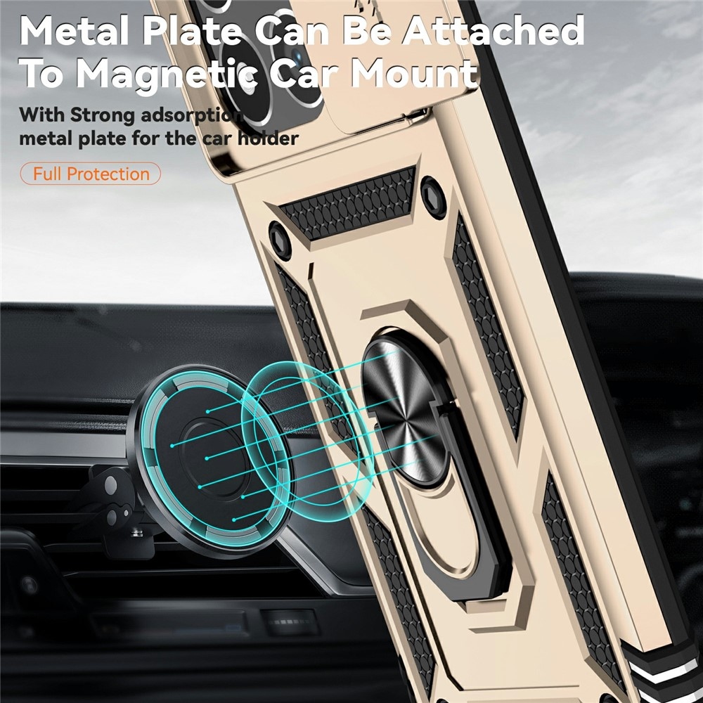 Ring odolný hybridní kryt s úchytem na prst na Xiaomi 15T - zlatý