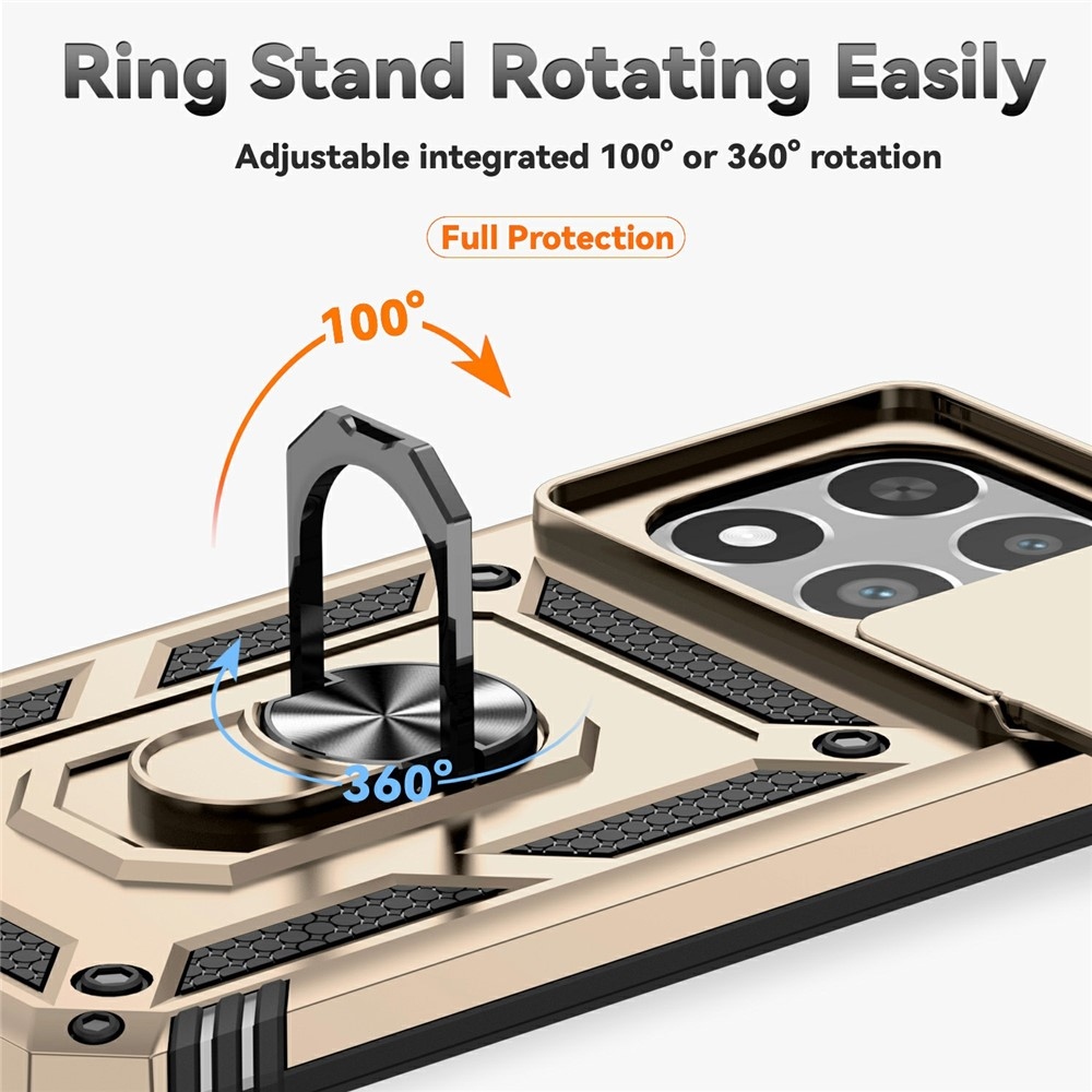 Ring odolný hybridní kryt s úchytem na prst na Xiaomi 15T - zlatý