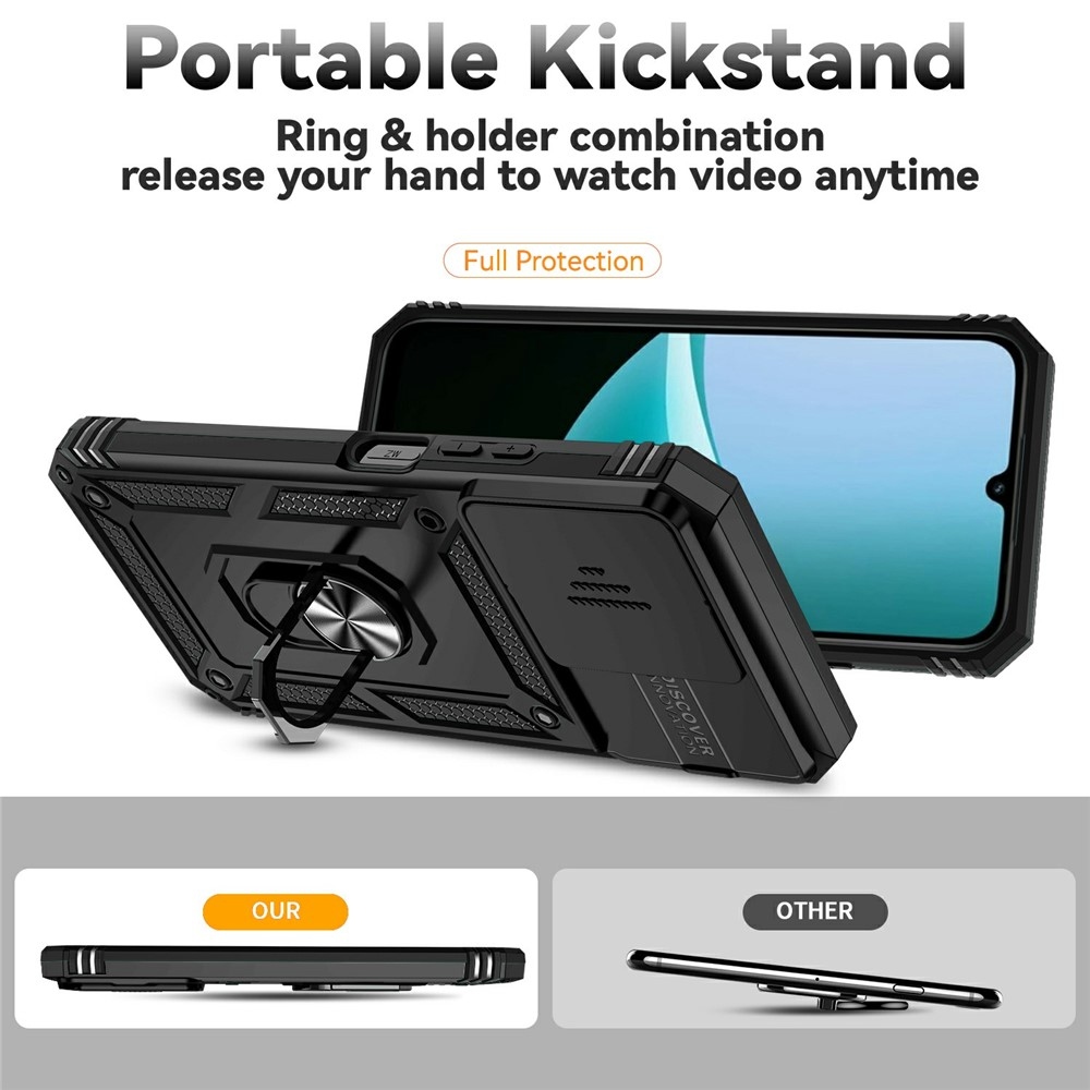 Ring odolný hybridní kryt s úchytem na prst na Xiaomi Redmi 15C 4G/5G (173mm) - černý