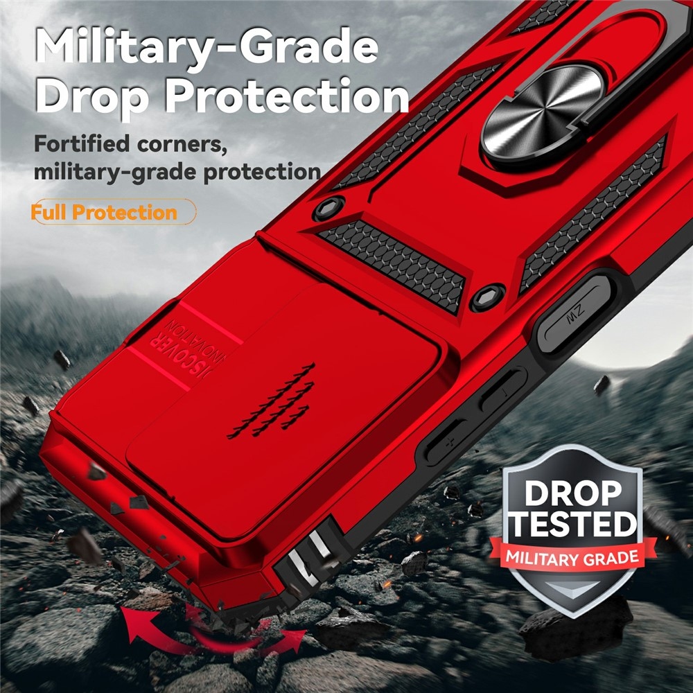 Ring odolný hybridní kryt s úchytem na prst na Xiaomi Redmi 15C 4G/5G (173mm) - červený