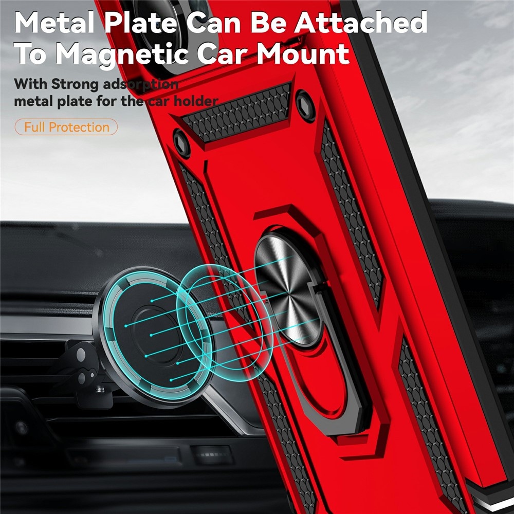 Ring odolný hybridní kryt s úchytem na prst na Xiaomi Redmi 15C 4G/5G (173mm) - červený