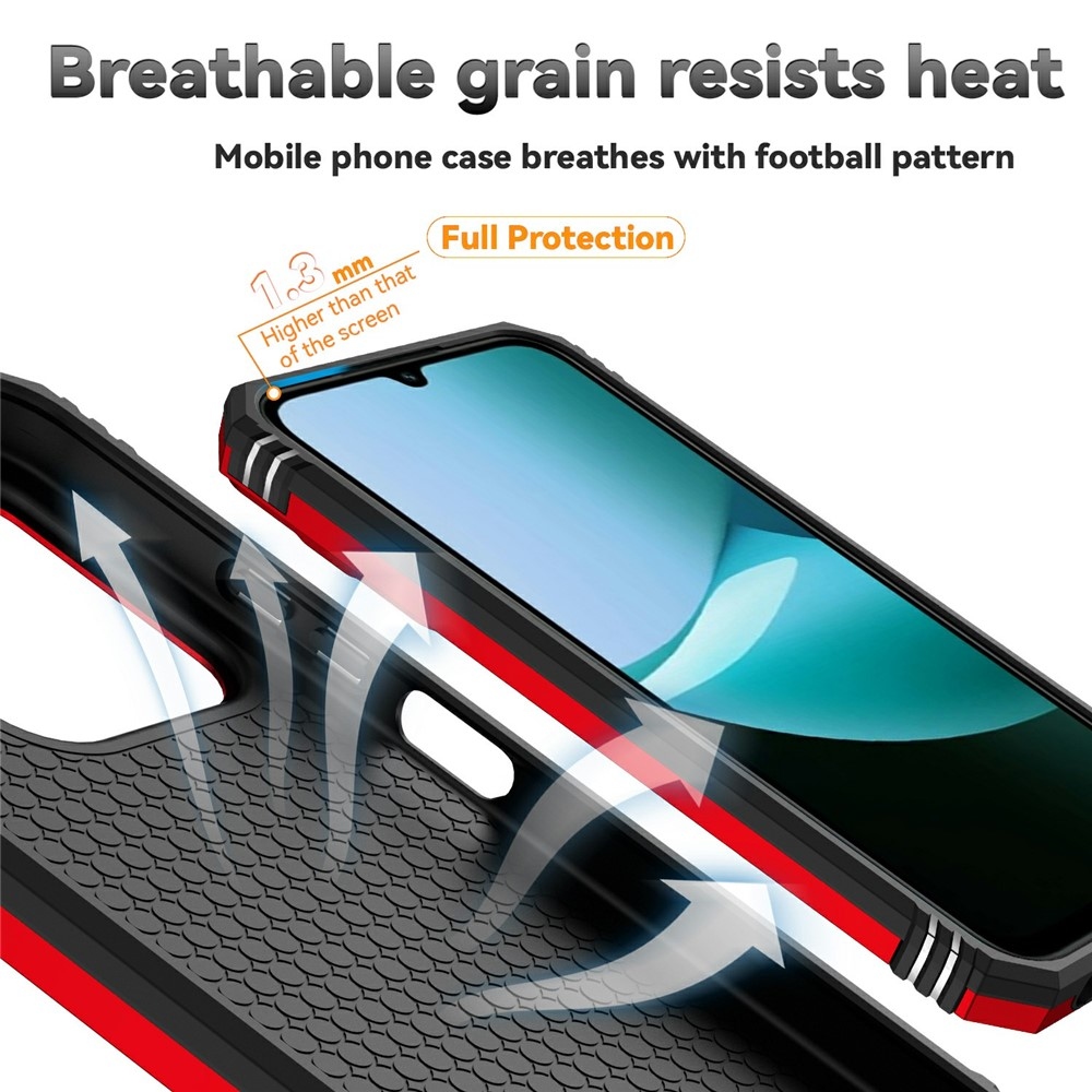 Ring odolný hybridní kryt s úchytem na prst na Xiaomi Redmi 15C 4G/5G (173mm) - červený