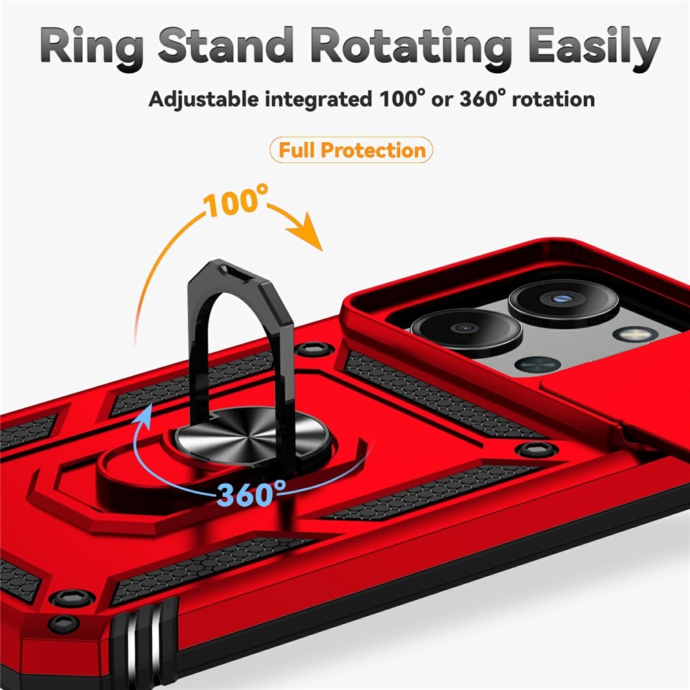 Ring odolný hybridní kryt s úchytem na prst na Xiaomi Redmi 15C 4G/5G (173mm) - červený