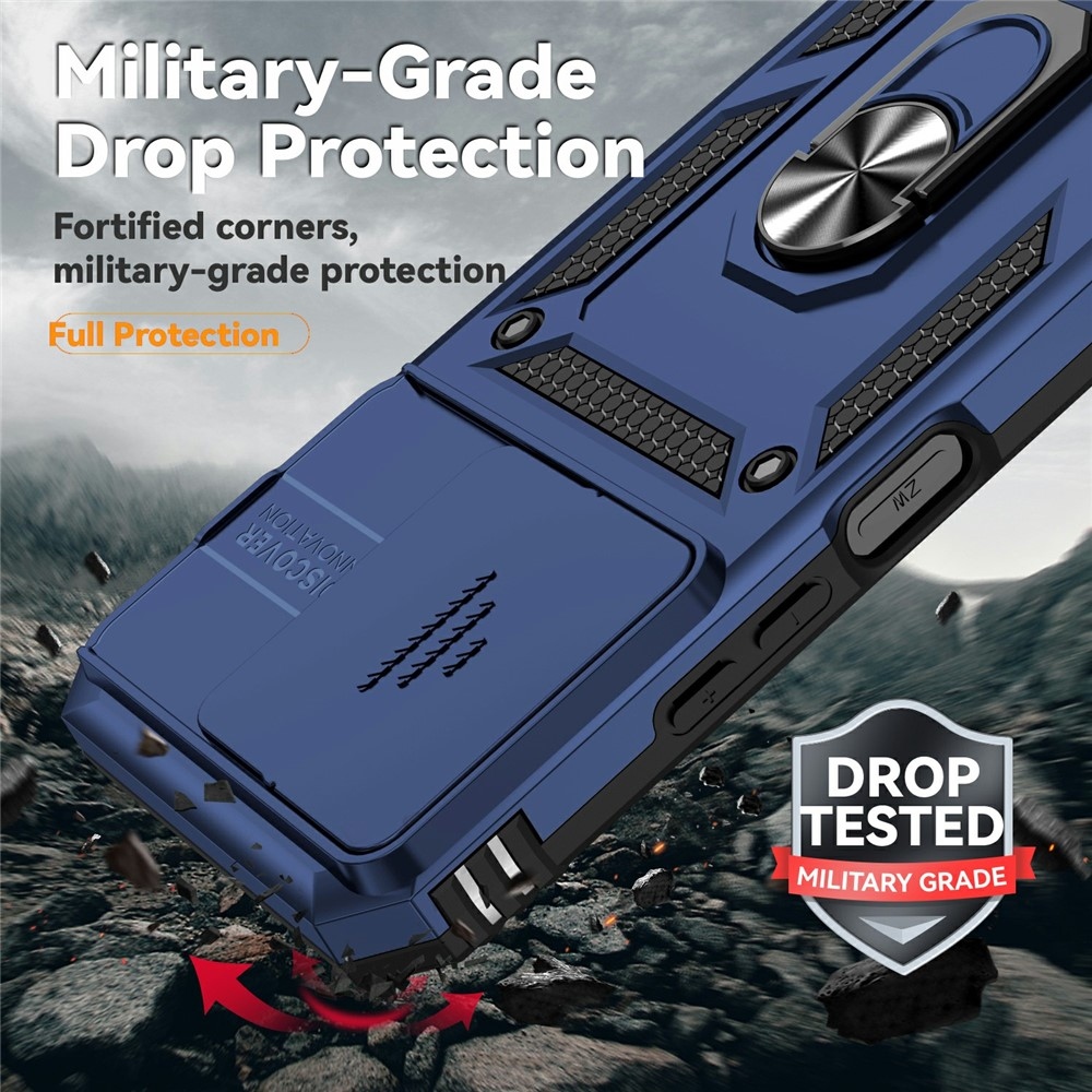 Ring odolný hybridní kryt s úchytem na prst na Xiaomi Redmi 15C 4G/5G (173mm) - modrý