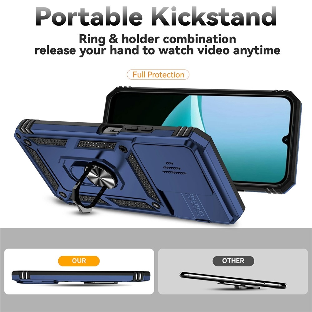 Ring odolný hybridní kryt s úchytem na prst na Xiaomi Redmi 15C 4G/5G (173mm) - modrý