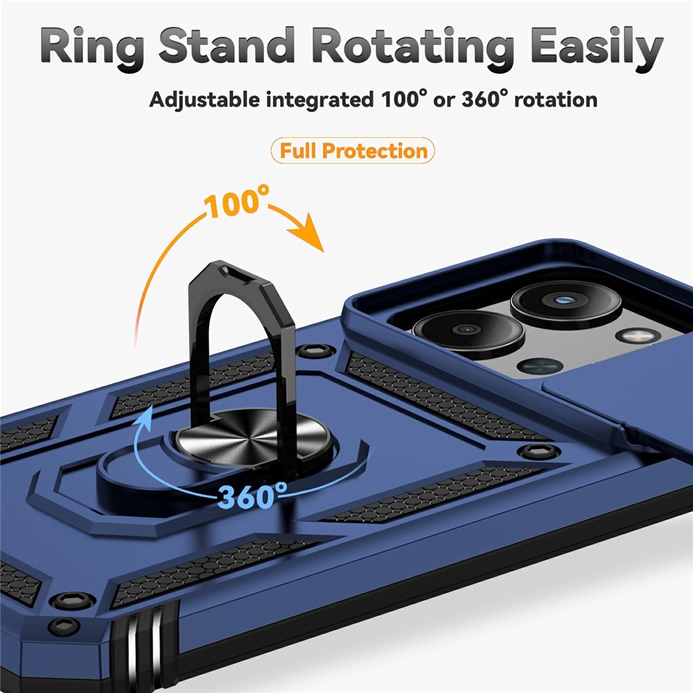 Ring odolný hybridní kryt s úchytem na prst na Xiaomi Redmi 15C 4G/5G (173mm) - modrý