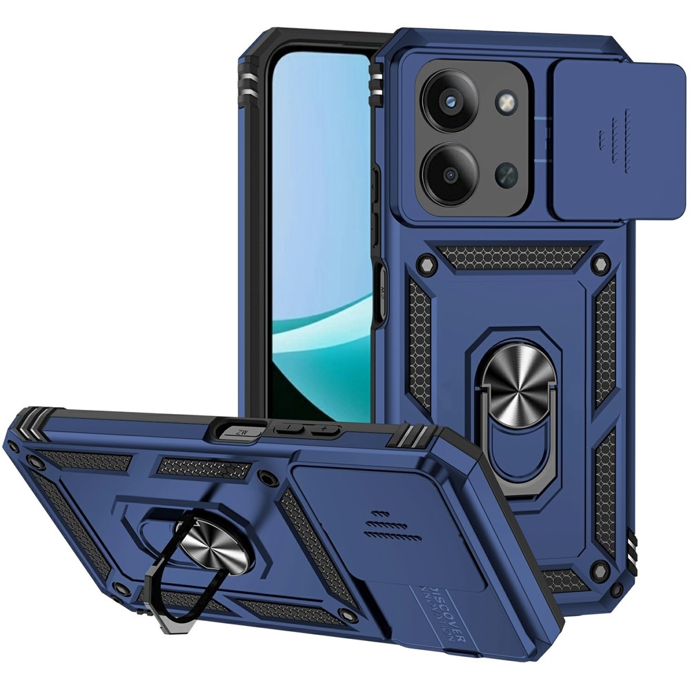 Ring odolný hybridní kryt s úchytem na prst na Xiaomi Redmi 15C 4G/5G (173mm) - modrý