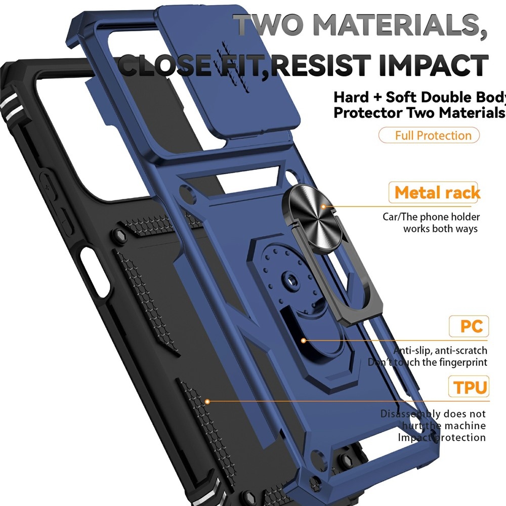 Ring odolný hybridní kryt s úchytem na prst na Xiaomi Redmi 15C 4G/5G (173mm) - modrý