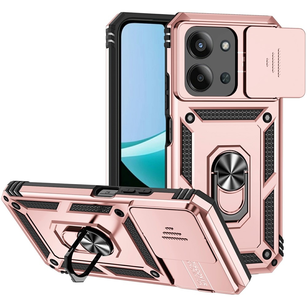 Ring odolný hybridní kryt s úchytem na prst na Xiaomi Redmi 15C 4G/5G (173mm) - růžovozlatý
