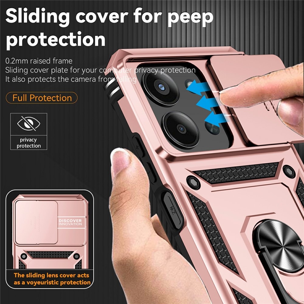 Ring odolný hybridní kryt s úchytem na prst na Xiaomi Redmi 15C 4G/5G (173mm) - růžovozlatý