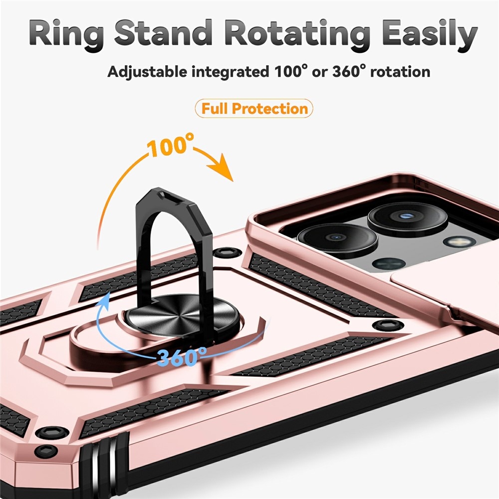 Ring odolný hybridní kryt s úchytem na prst na Xiaomi Redmi 15C 4G/5G (173mm) - růžovozlatý