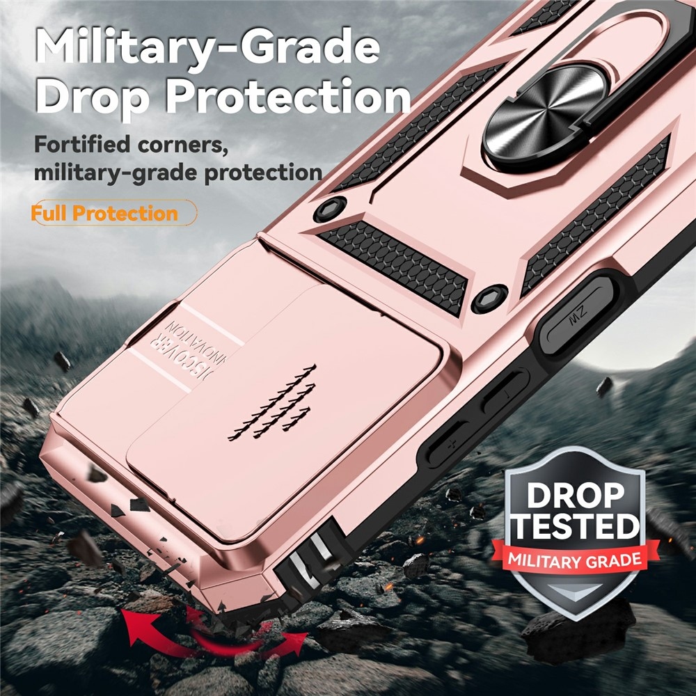 Ring odolný hybridní kryt s úchytem na prst na Xiaomi Redmi 15C 4G/5G (173mm) - růžovozlatý