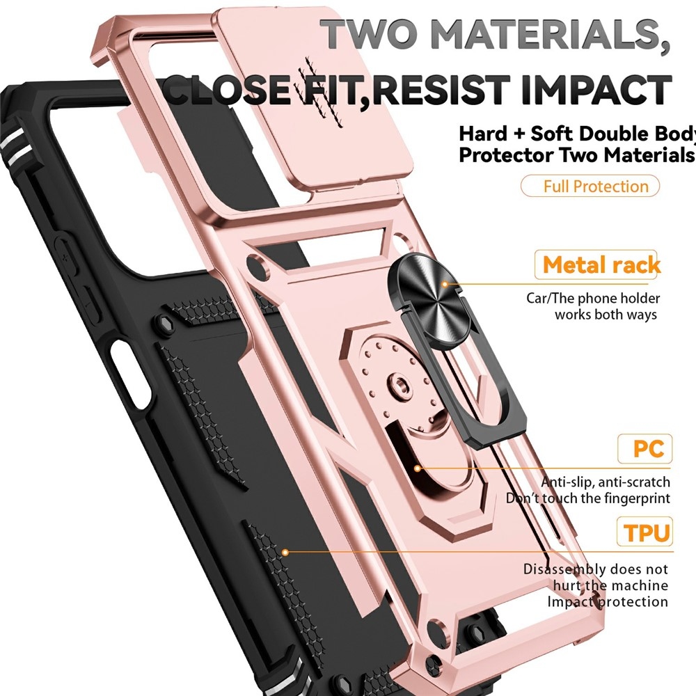 Ring odolný hybridní kryt s úchytem na prst na Xiaomi Redmi 15C 4G/5G (173mm) - růžovozlatý