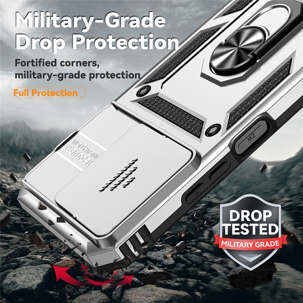 Ring odolný hybridní kryt s úchytem na prst na Xiaomi Redmi 15C 4G/5G (173mm) - stříbrný