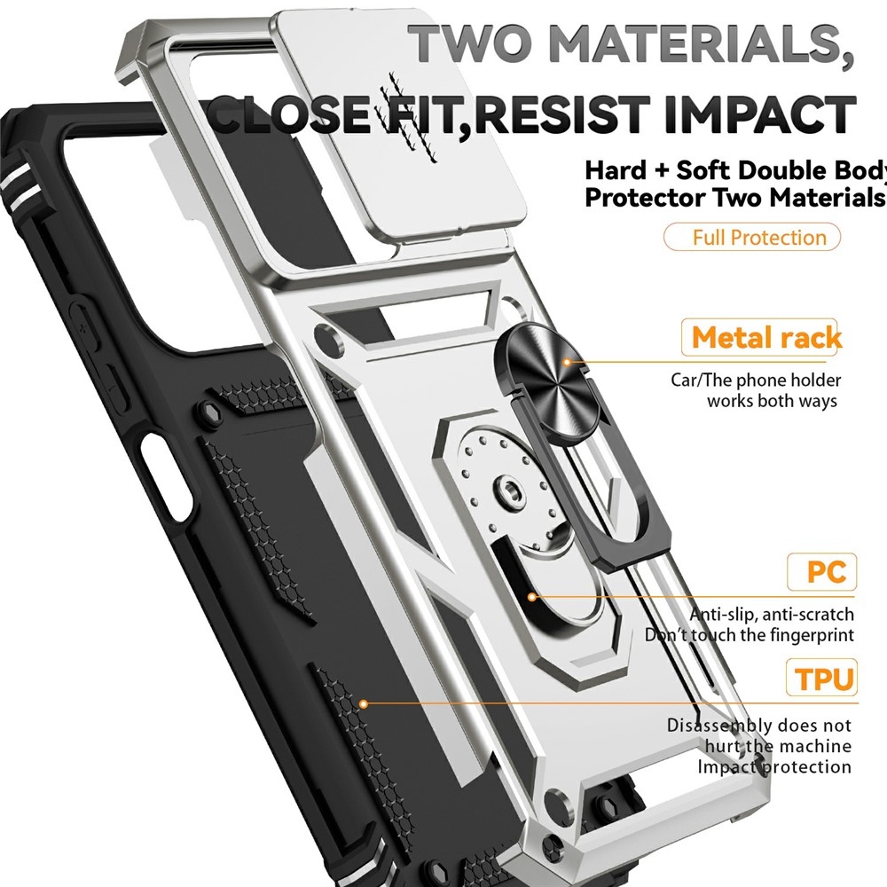 Ring odolný hybridní kryt s úchytem na prst na Xiaomi Redmi 15C 4G/5G (173mm) - stříbrný