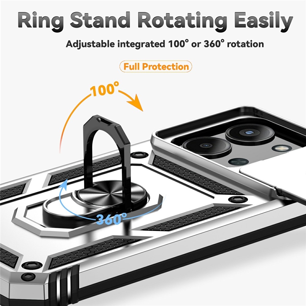 Ring odolný hybridní kryt s úchytem na prst na Xiaomi Redmi 15C 4G/5G (173mm) - stříbrný