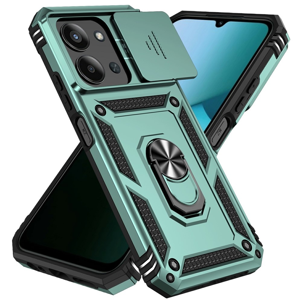 Ring odolný hybridní kryt s úchytem na prst na Xiaomi Redmi 15C 4G/5G (173mm) - zelený