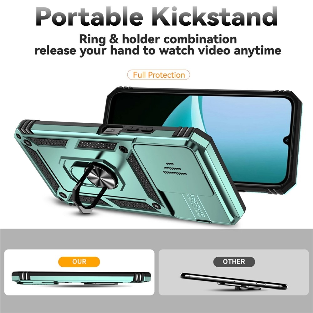 Ring odolný hybridní kryt s úchytem na prst na Xiaomi Redmi 15C 4G/5G (173mm) - zelený