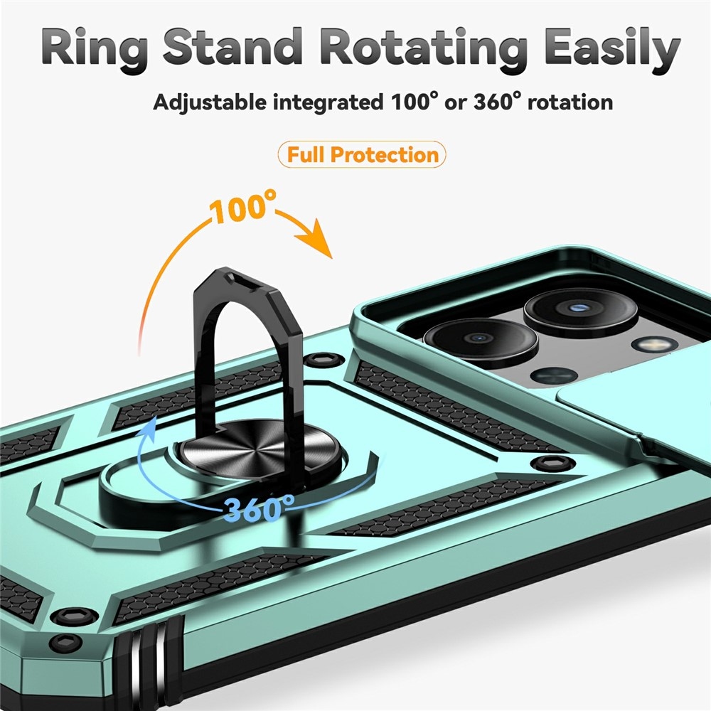 Ring odolný hybridní kryt s úchytem na prst na Xiaomi Redmi 15C 4G/5G (173mm) - zelený