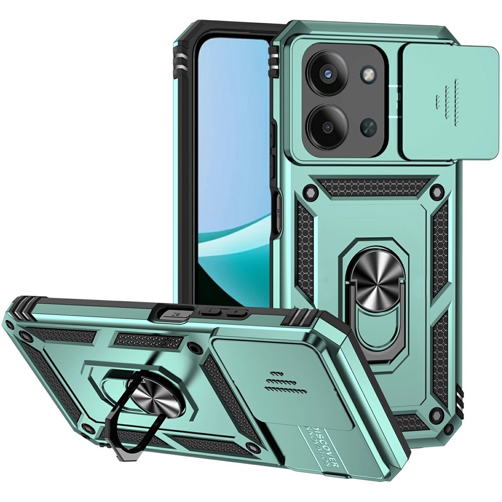Ring odolný hybridní kryt s úchytem na prst na Xiaomi Redmi 15C 4G/5G (173mm) - zelený