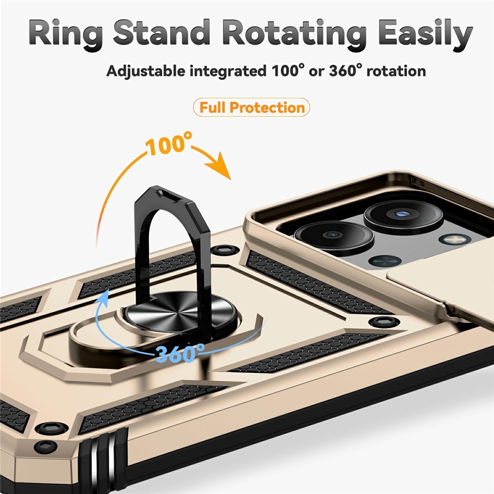 Ring odolný hybridní kryt s úchytem na prst na Xiaomi Redmi 15C 4G/5G (173mm) - zlatý