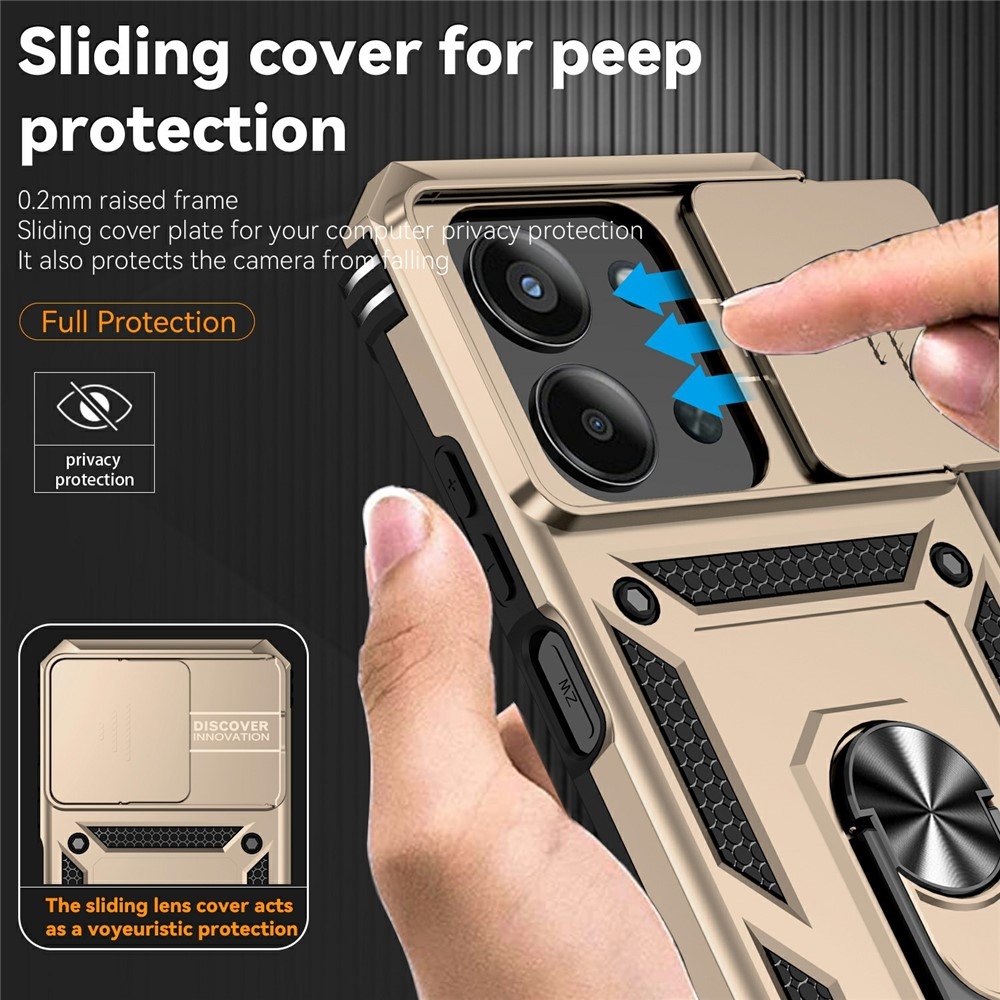 Ring odolný hybridní kryt s úchytem na prst na Xiaomi Redmi 15C 4G/5G (173mm) - zlatý