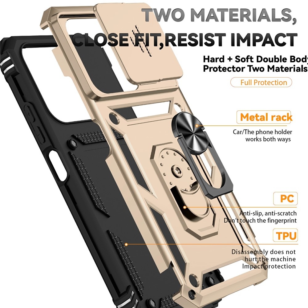 Ring odolný hybridní kryt s úchytem na prst na Xiaomi Redmi 15C 4G/5G (173mm) - zlatý