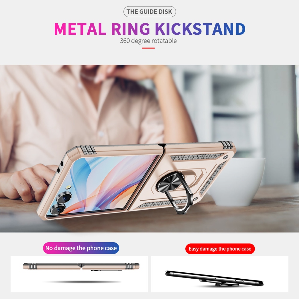 Ring odolný kryt na Samsung Galaxy Z Flip8 5G - béžový
