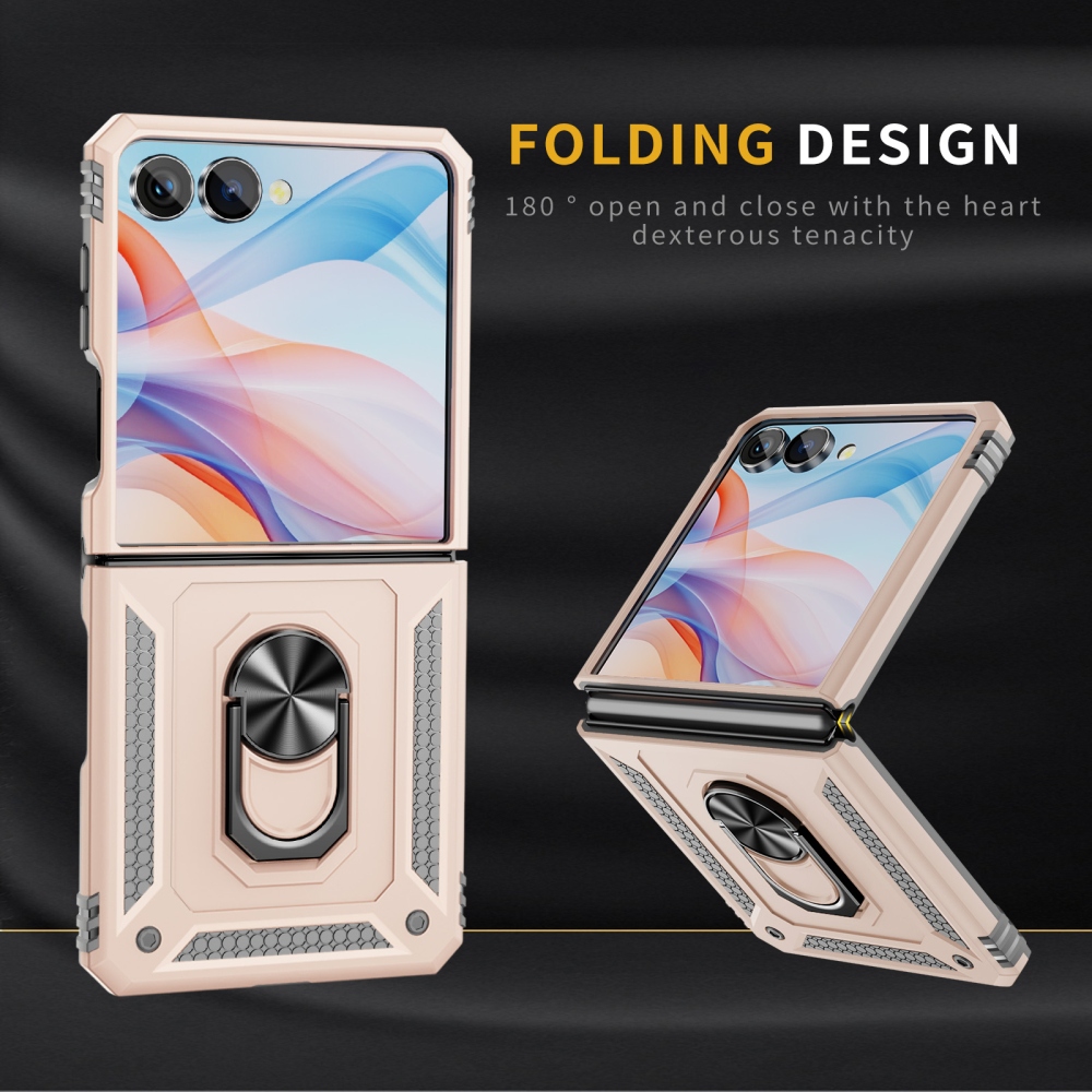 Ring odolný kryt na Samsung Galaxy Z Flip8 5G - béžový
