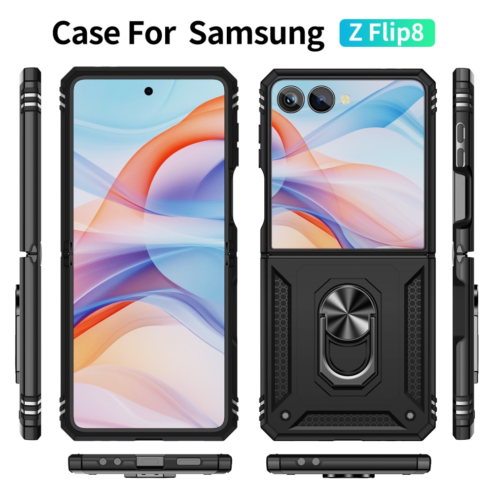 Ring odolný kryt na Samsung Galaxy Z Flip8 5G - černý