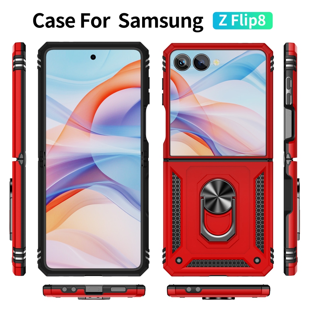 Ring odolný kryt na Samsung Galaxy Z Flip8 5G - červený