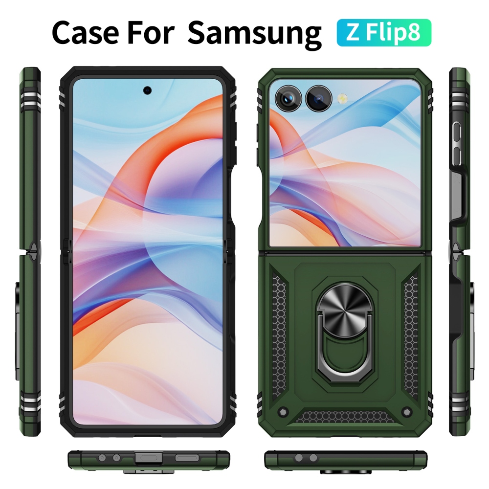 Ring odolný kryt na Samsung Galaxy Z Flip8 5G - zelený