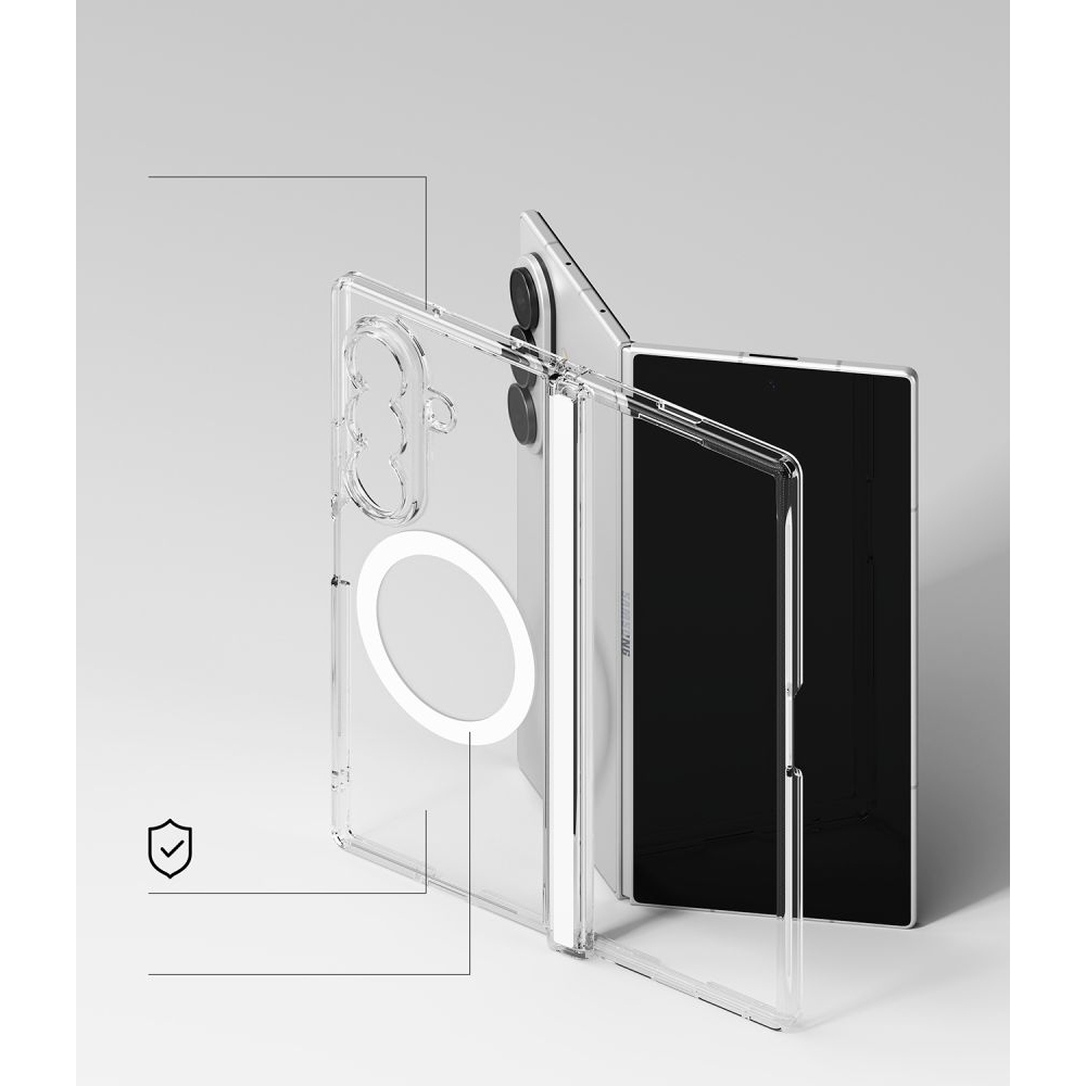 Ringke Fusion Flap obal s MagSafe na Samsung Galaxy Z Fold 8 Ultra - průhledný