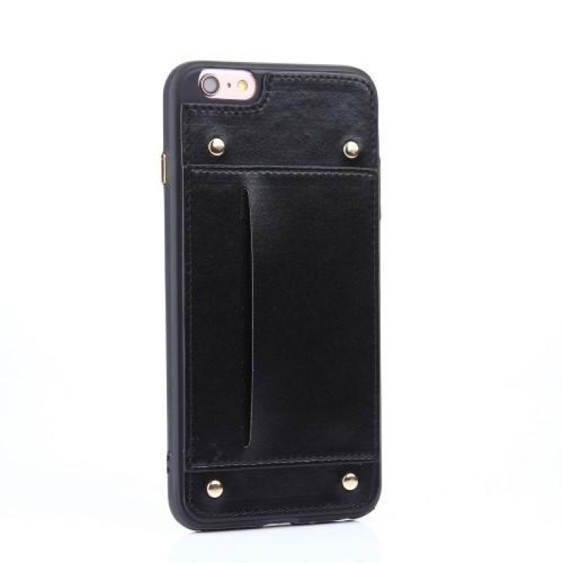 Rivet gelový obal potažený PU kůží s přihrádkou na iPhone 6 Plus a iPhone 6s Plus - černý
