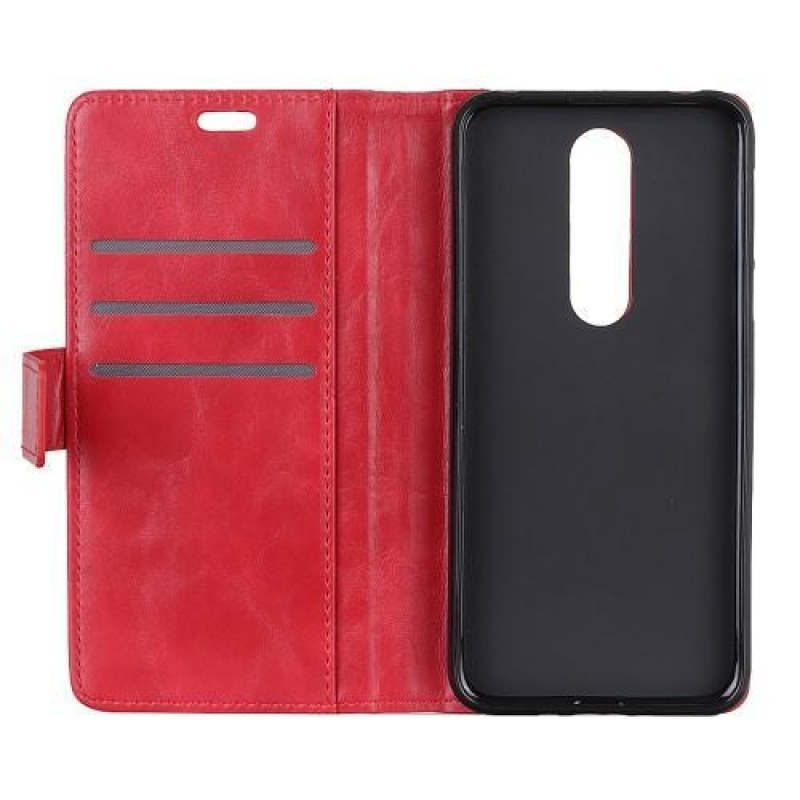 Rivet PU kožené peněženkové pouzdro na mobil Nokia 7.1 - červené