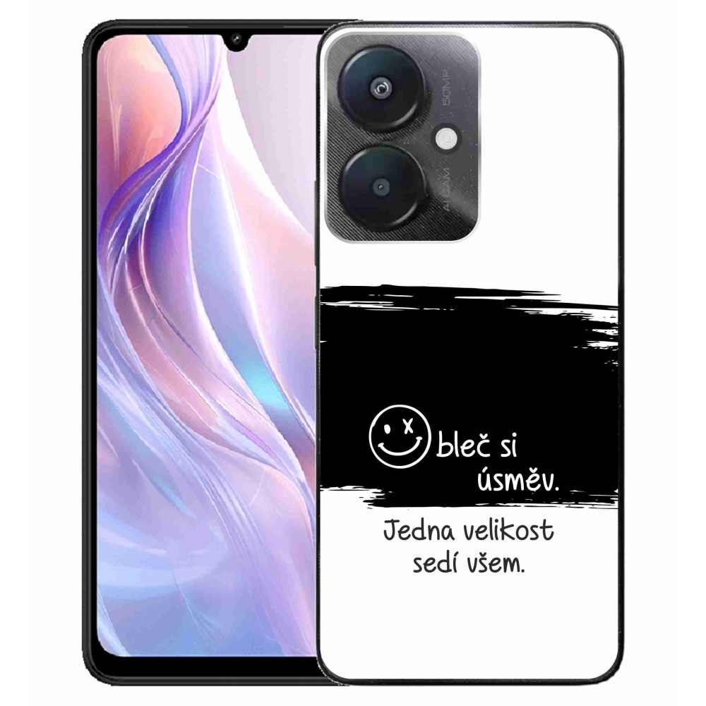 Gelový kryt mmCase na Xiaomi Redmi 13C 5G  - vtipný text 8 černobílé pozadí