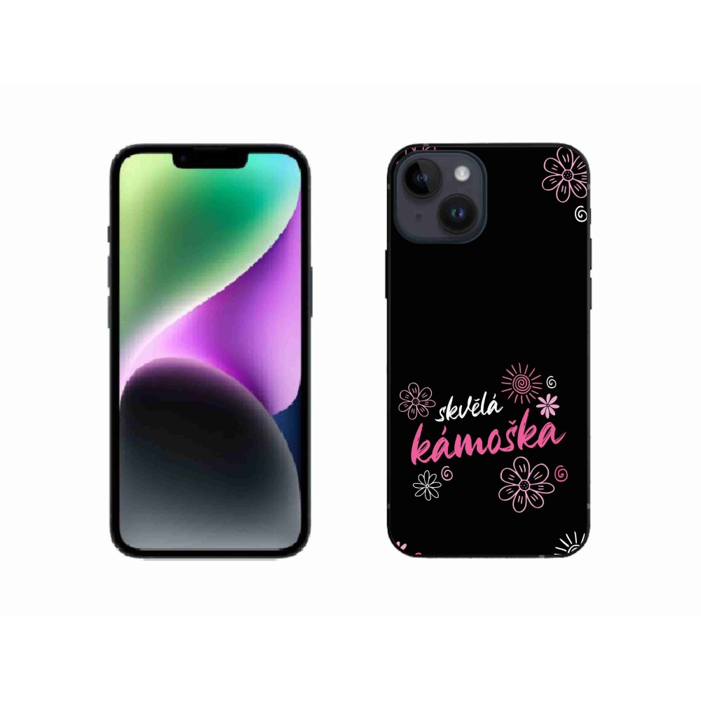 Gelový kryt mmCase na iPhone 14 - skvělá kámoška černé pozadí