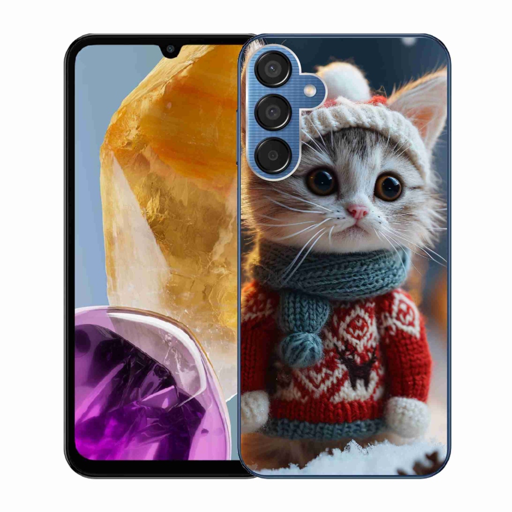 Gelový kryt mmCase na Samsung Galaxy M15 5G - kotě ve svetru