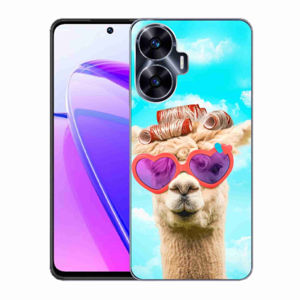 Gelový kryt mmCase na Realme C55 - lama s brýlemi